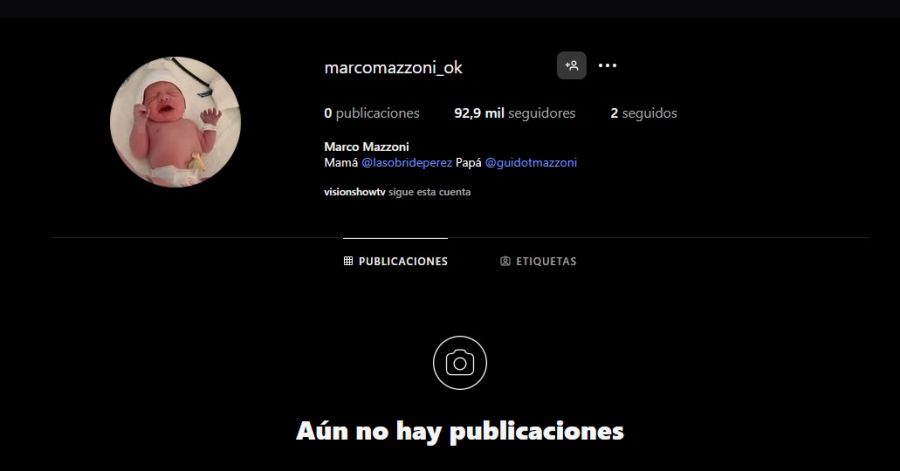 El Instagram de Marco Mazzoni, hijo de Sol Pérez y Guido