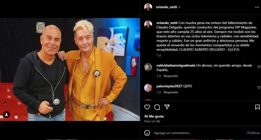 Orlando Netti dio a conocer la muerte de Claudio Delgado
