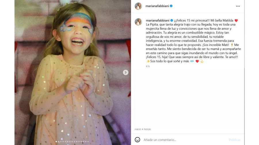 Así está hoy Matilda, la hija de Mariana Fabbiani y Mariano Chihade