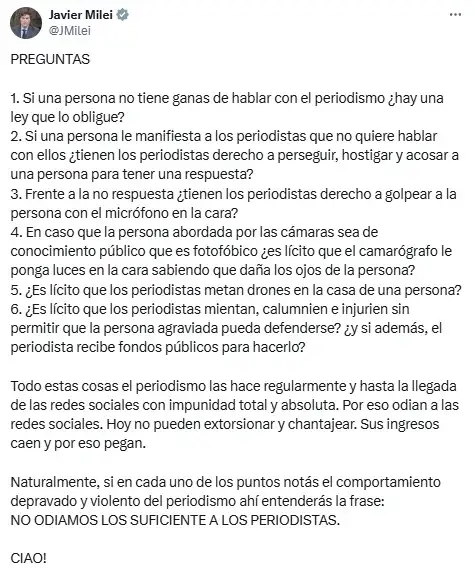 Milei periodistas