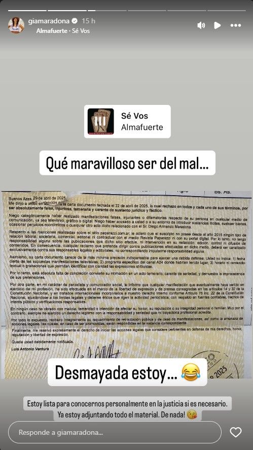 Posteos de Gianinna Maradona