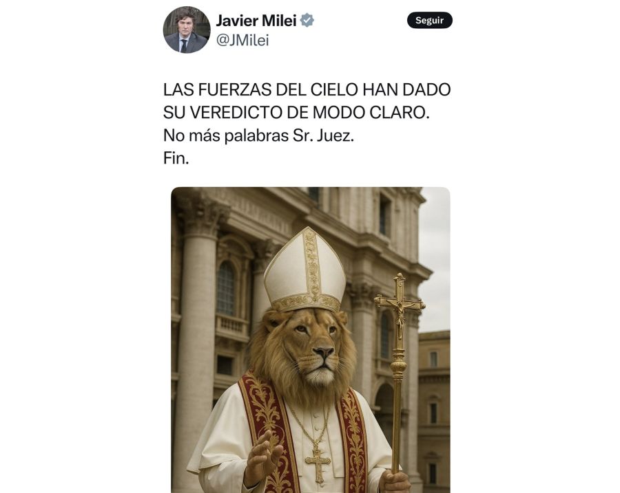 El posteo de Javier Milei por la asunción del Papa León XiV