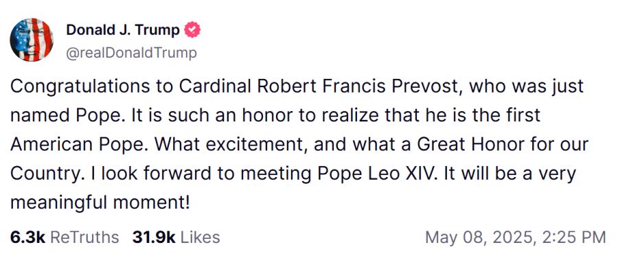 Mensaje Donald Trump León XIV