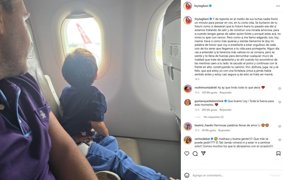 Lizy Tagliani y su hijo