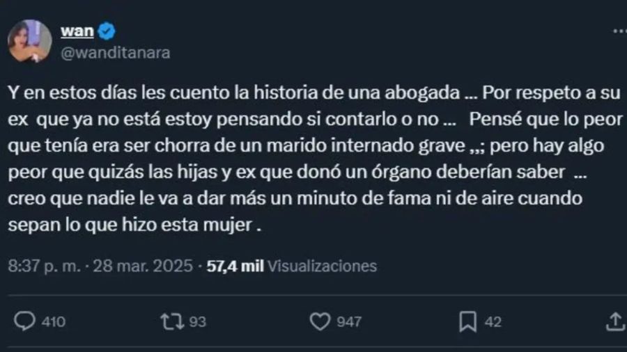 Wanda Nara en Twitter
