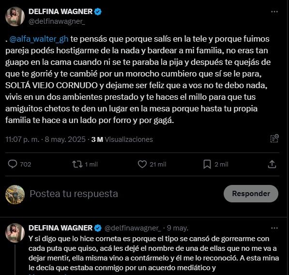 Delfina Wagner contra Alfa, ex Gran Hermano 4