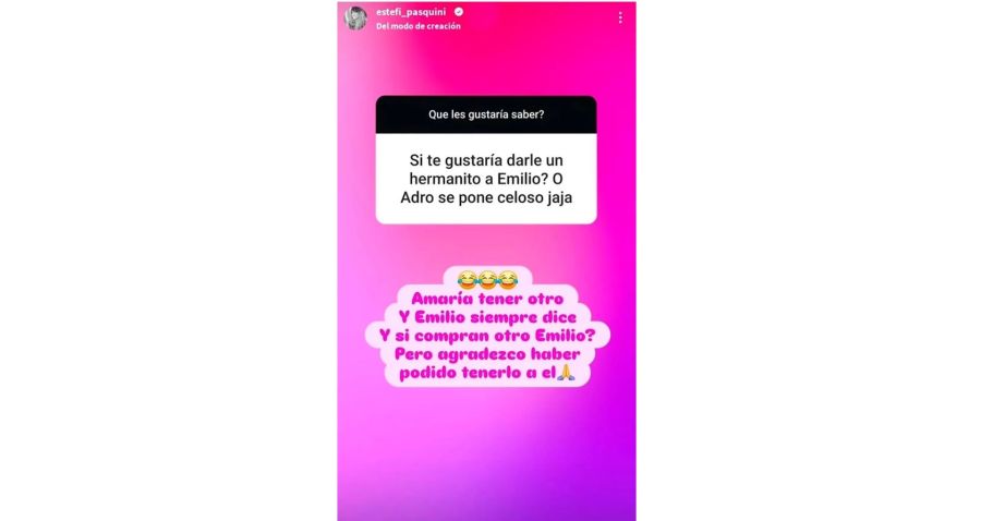 Estefanía Pasquini sobre tener otro hijo con Alberto Cormillot