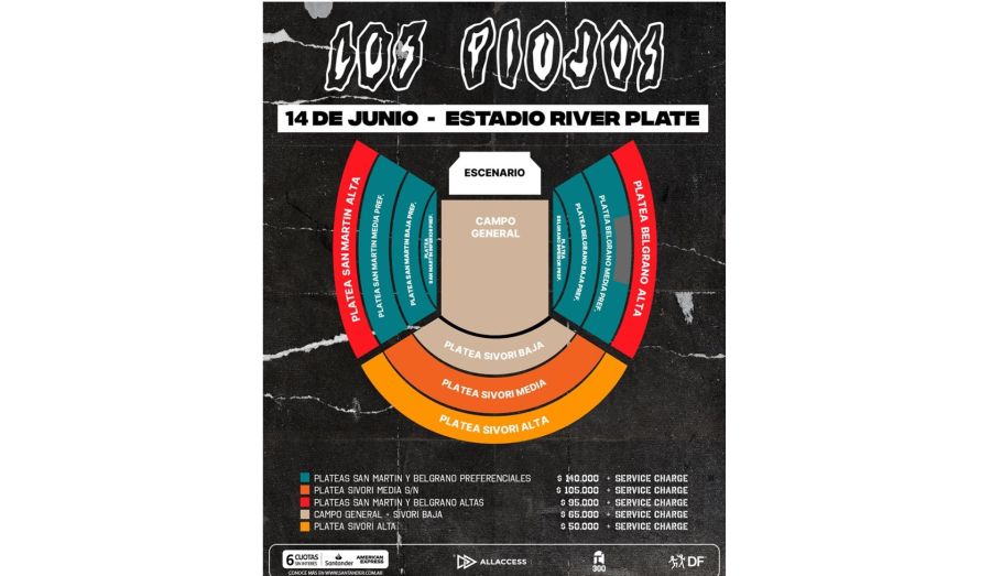 Los precios para ver a Los Piojos en River Plate