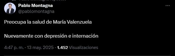 Internaron nuevamente a María Valenzuela