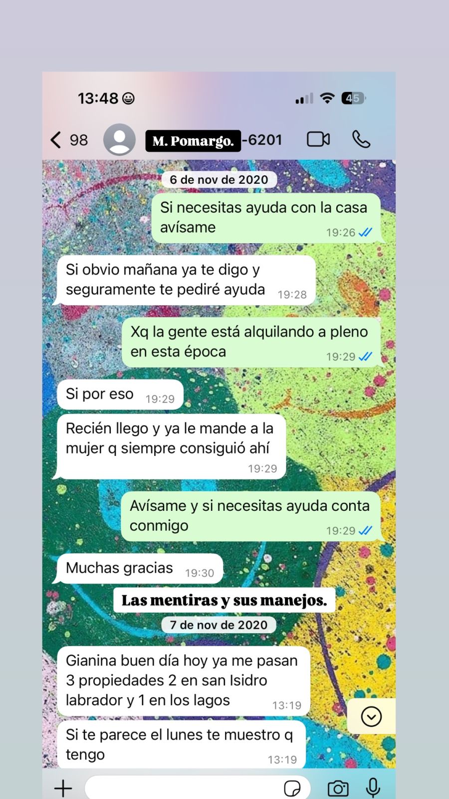 Chats publicados por Gianinna Maradona