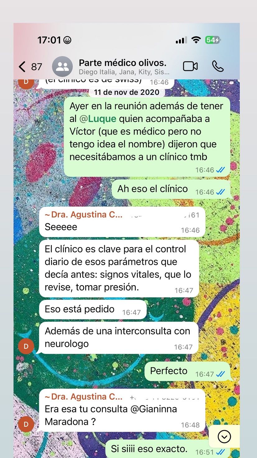 Chats publicados por Gianinna Maradona