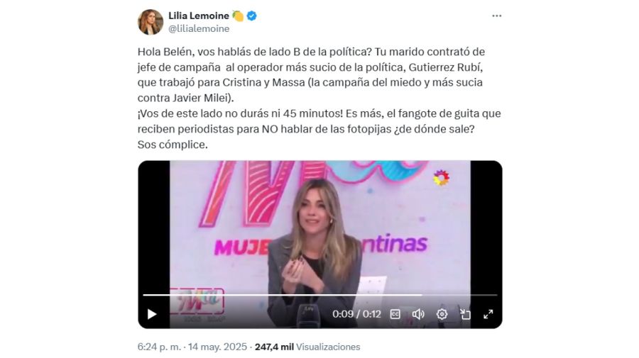 Tweet de Lilia Lemoine