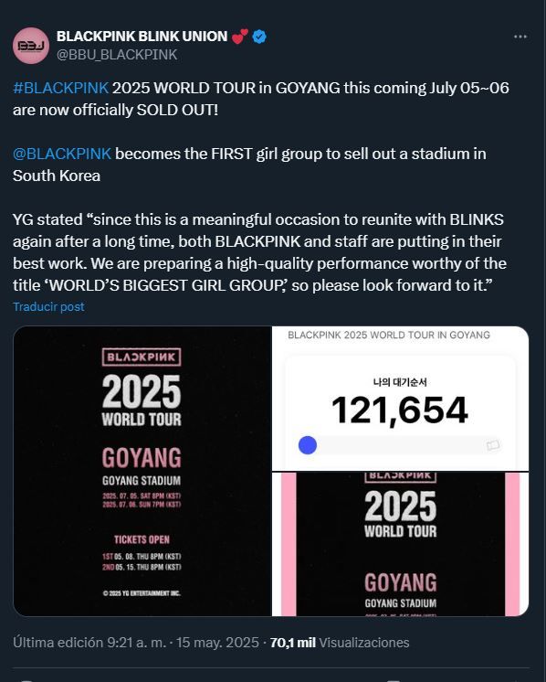 venta de entradas de BLACKPINK en Goyang