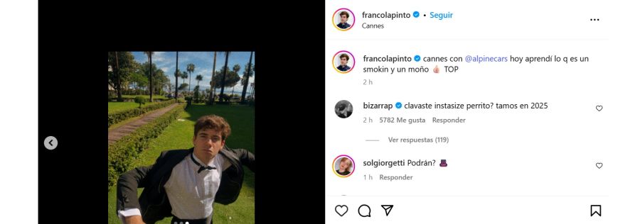 Franco Colapinto en el Festival de Cannes