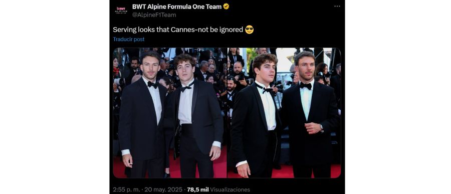 Pierre Gasly y Franco Colapinto en el Festival de Cannes