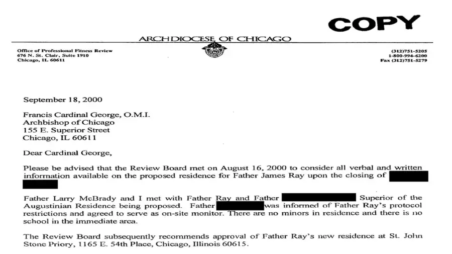 Carta del Arquidiócesis de Chicago