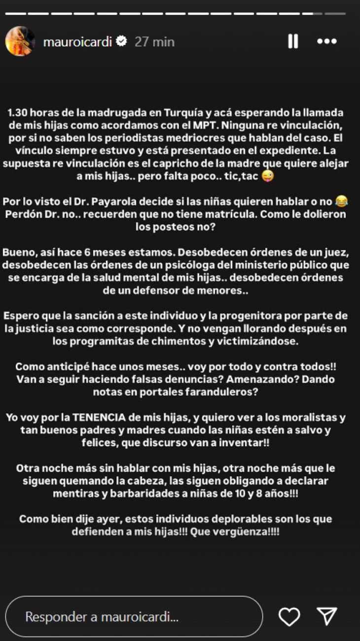 Mauro Icardi va por la tenencia de sus hijas
