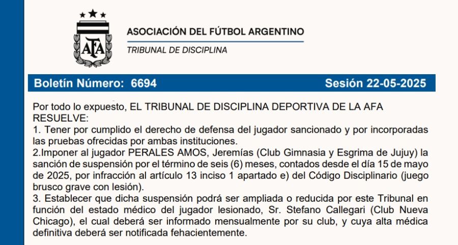 Fallo Tribunal de Disciplina 