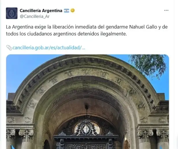 Comunicado Cancillería Argentina contra Venezuela