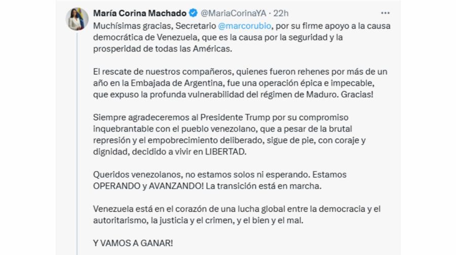Los opositores venezolanos rescatados de la Embajada Argentina 