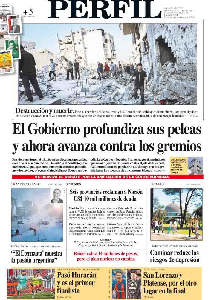 La tapa del Diario PERFIL del domingo 25 de Mayo de 2025