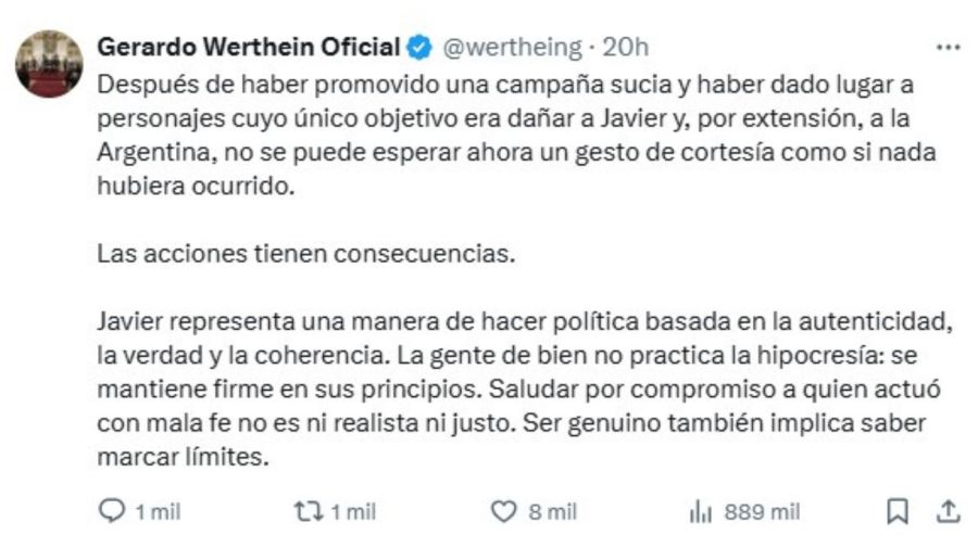 Tuit Gerardo Werthein