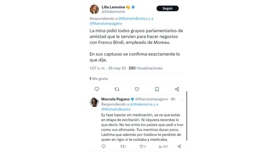 Cruce entre Lilia Lemoine y Marcela Pagano
