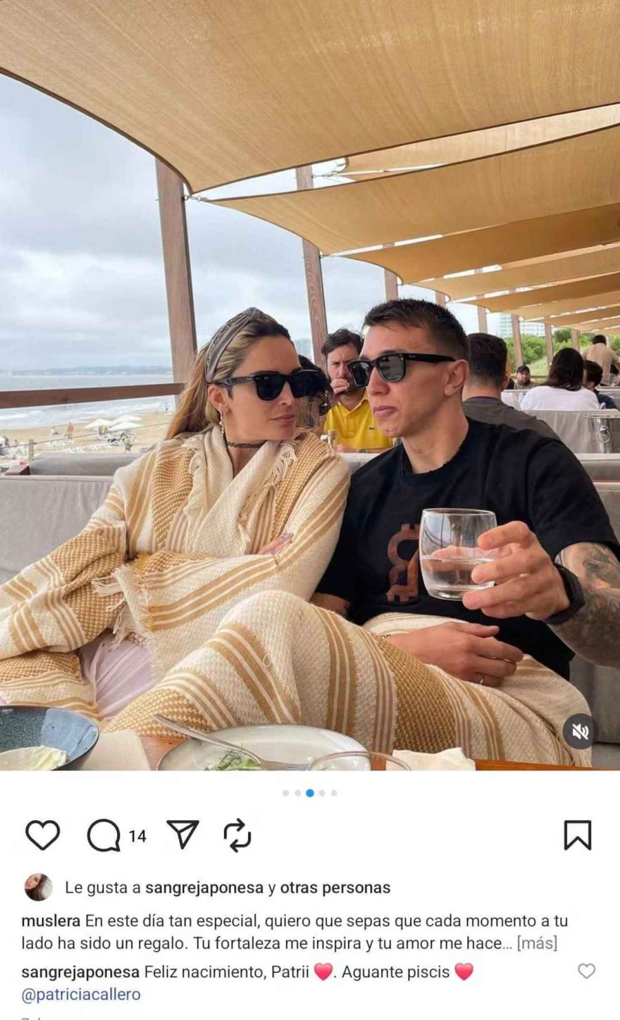 El mensaje de la China Suárez a un posteo de Muslera