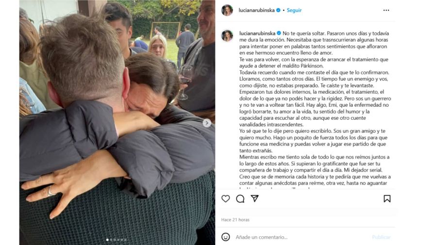El posteo de Luciana Rubinska a Emiliano Pinsón