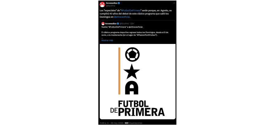 Regresa Fútbol de Primera a El Trece