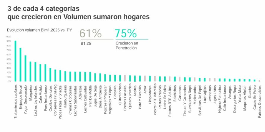 Consumo en los hogares por categorías en 2025.