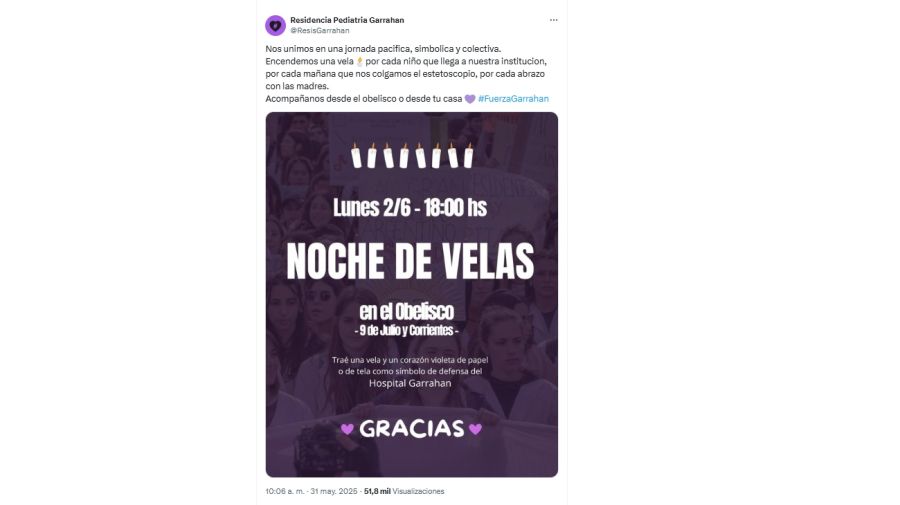 Convocatoria Noche de Velas en el Obelisco