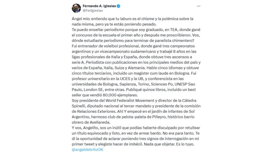 El cruce de Ángel de Brito y Fernando Iglesias