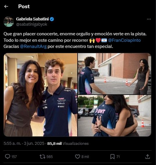 Gabriela Sabatini y Franco Colapinto