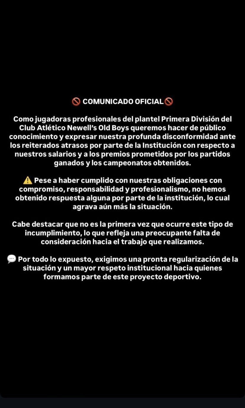 Comunicado Newells Femenino
