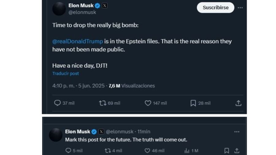 Elon Musk afirmó que Donald Trump está en los archivos Epstein