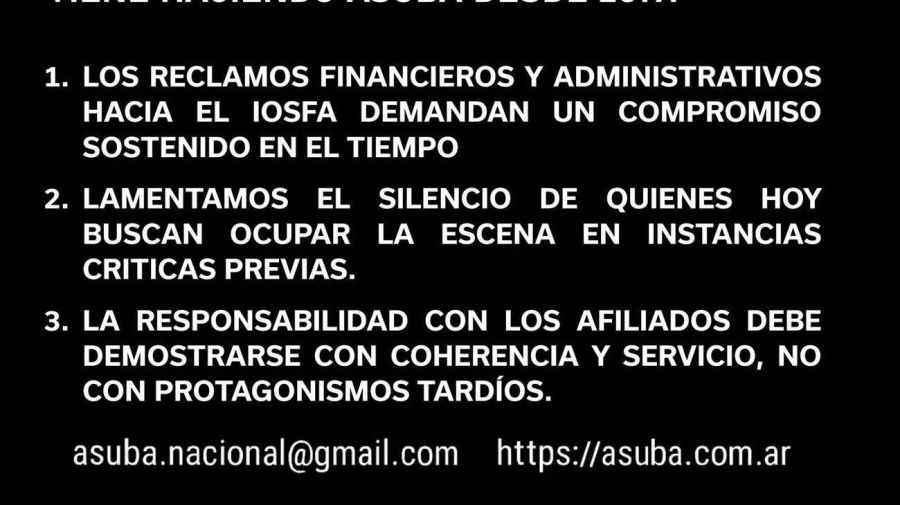 ASUBA reclamo