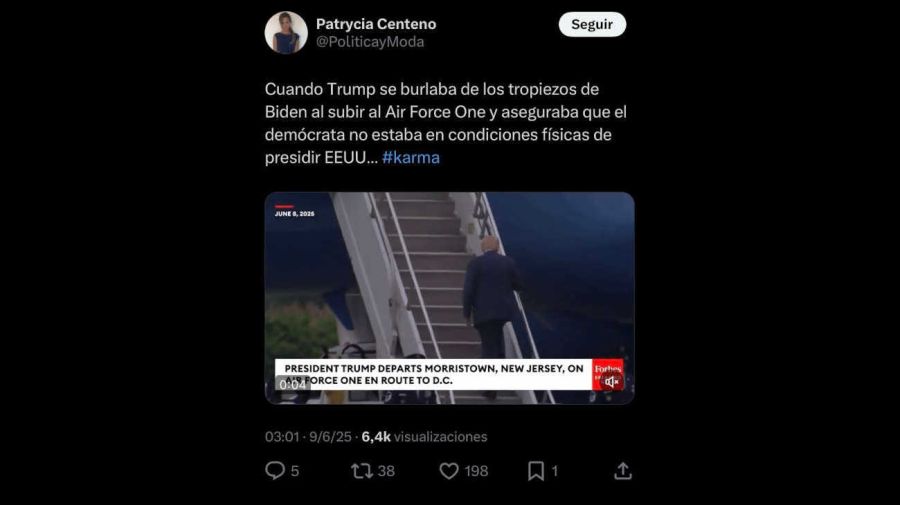 Donald Trump de 78 años, casi se cae al abordar un avión 20250609
