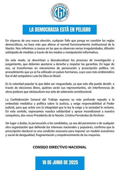 CGT sobre CFK