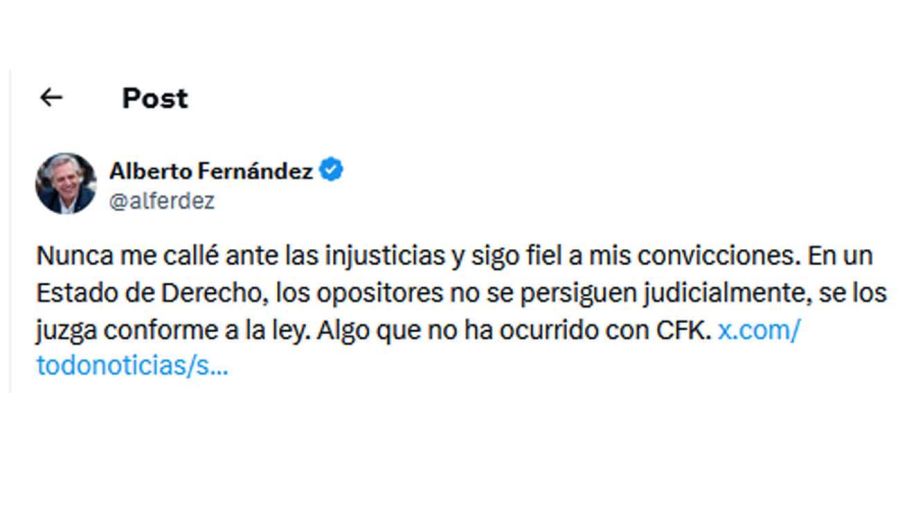 Tweet Alberto Fernandez20250610