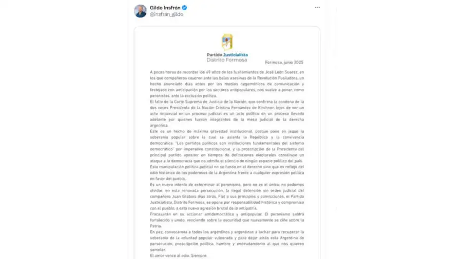 Gildo Insfrán X 20250610