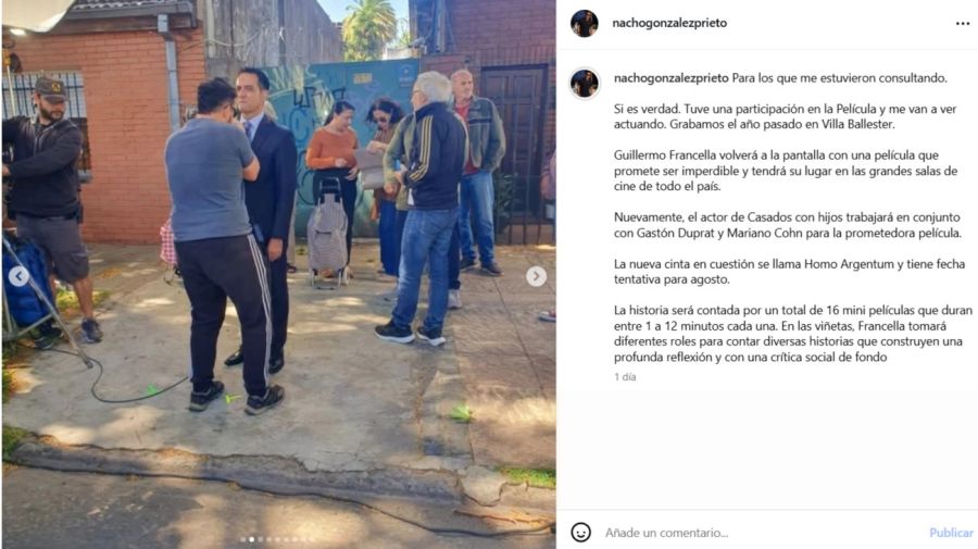 Ignacio González Prieto sorprendió al revelar su participación en una película