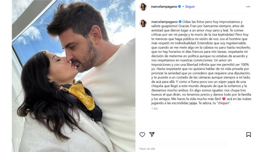 Marcela Pagano blanqueó a su pareja con una romántica foto