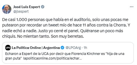 Tuit de Espert contra CFK