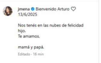 Jimena Barón compartió la primera foto con su nuevo bebé, Arturo: