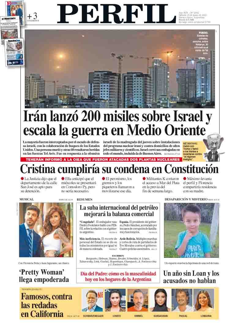 La tapa del Diario PERFIL del sábado 14 de junio de 2025