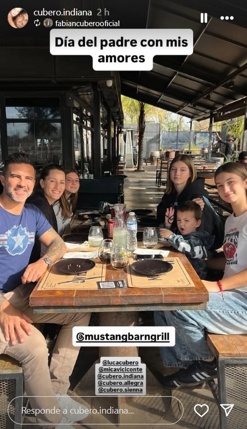 La celebración del día del padre de Indiana Cubero y sus hermanas junto a Fabián Cubero y Mica Viciconte