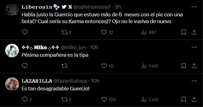 Posteos contra Eliana Guercio