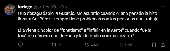 Posteos contra Eliana Guercio