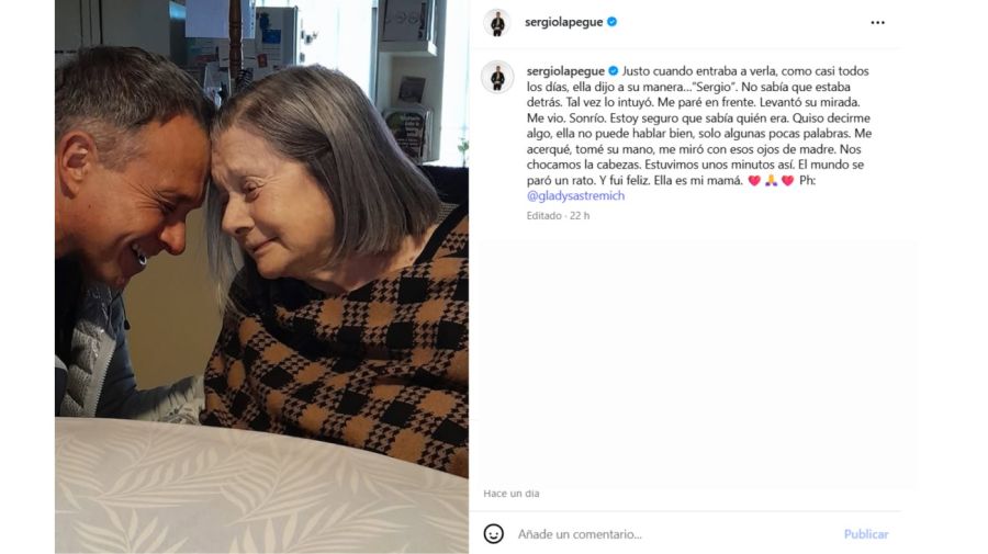 Sergio Lapegüe mostró el conmovedor momento que vivió con su mamá